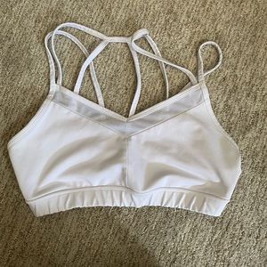 White Gaiam sports bra.